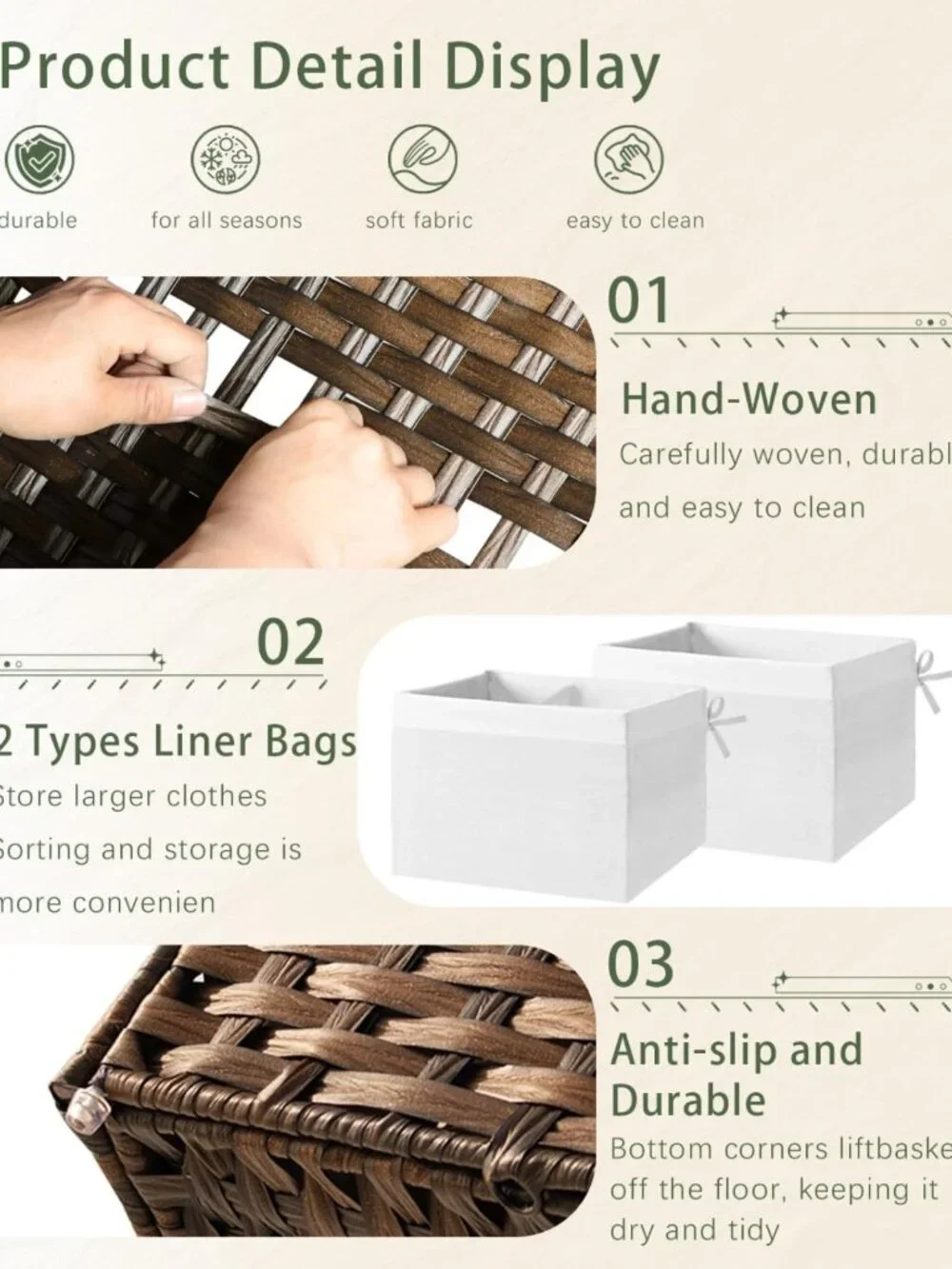 Stylish Wicker Storage Basket with Lid - 160L Brown Organizing Solution